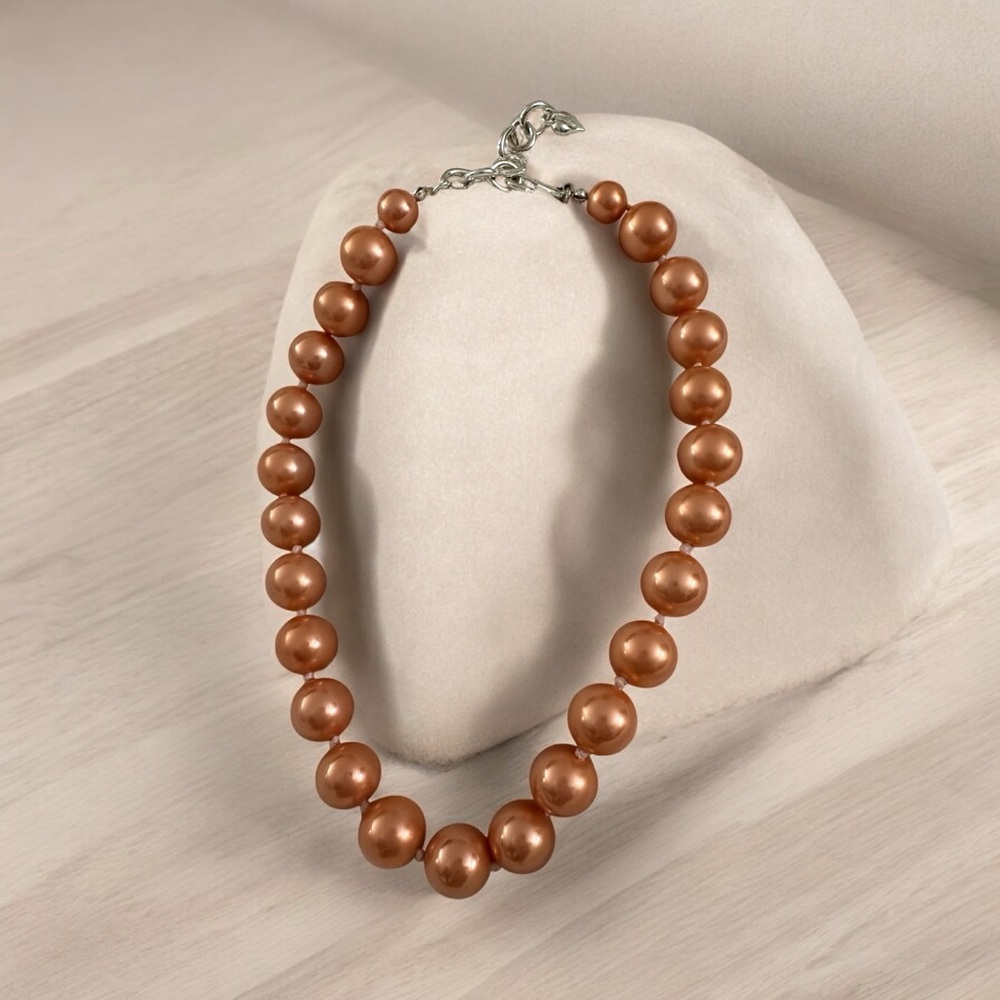 Vintage Hand Knotted Carolee Faux Pearl Choker 16” plus 1” silver